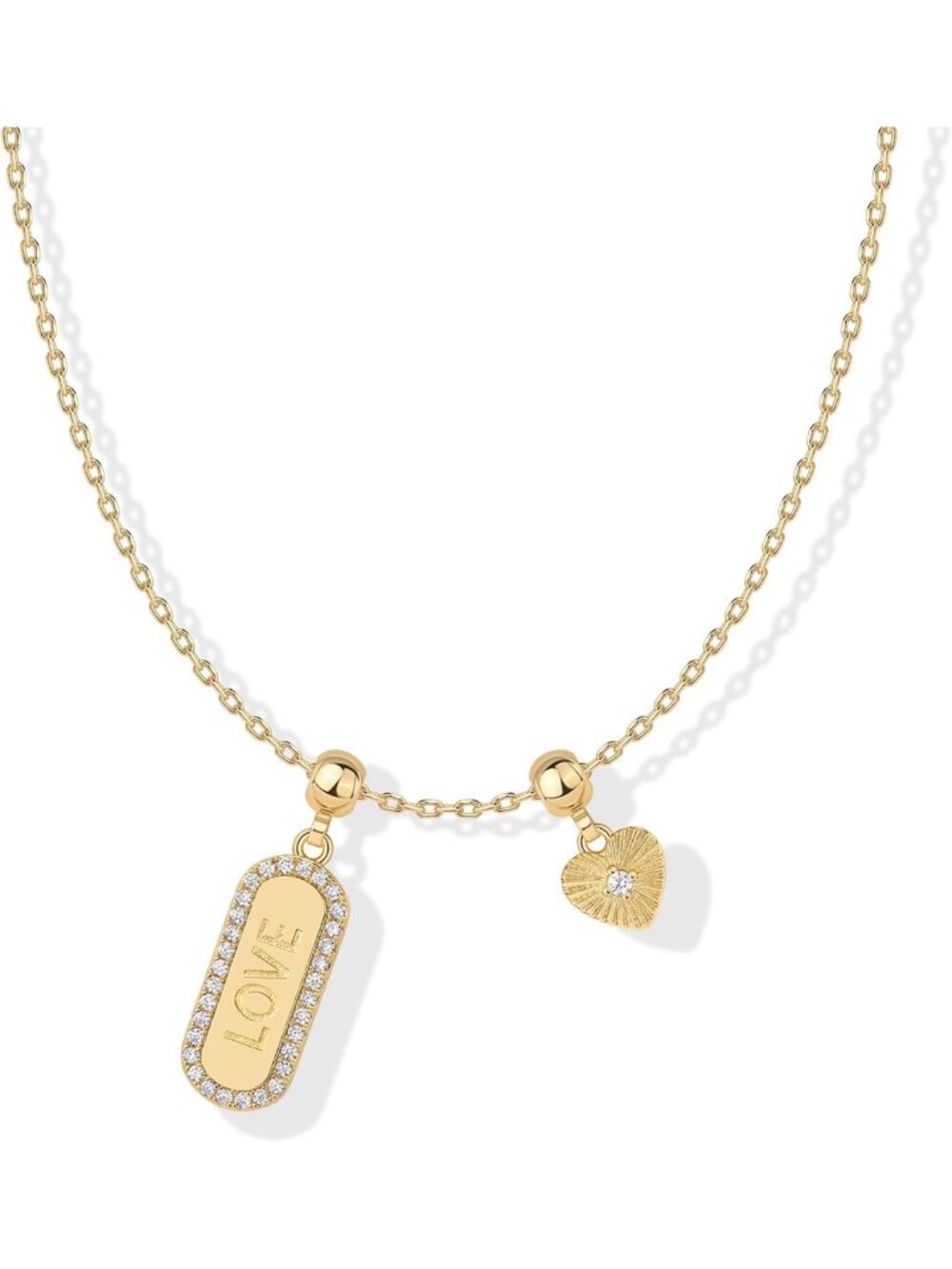 Dainty 14K Gold Plated Necklace with Removable Charms for Women - Elegant